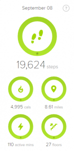 My Fit Bit Step Count for Hurricane Irma 2017